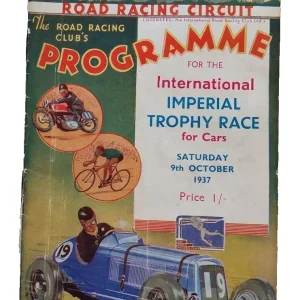 Crystal Palace Imperial Trophy Race For Cars Programme 9th October 1937