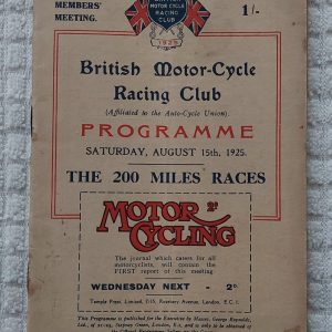 Brooklands programme 1925 200 Mile Race
