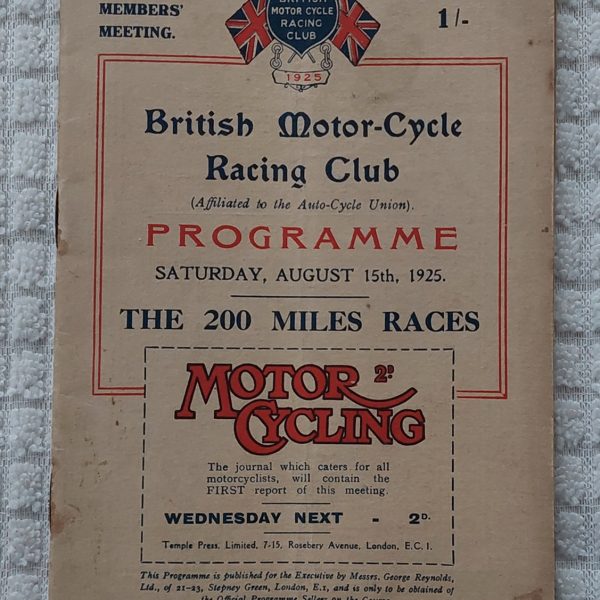 Brooklands programme 1925 200 Mile Race